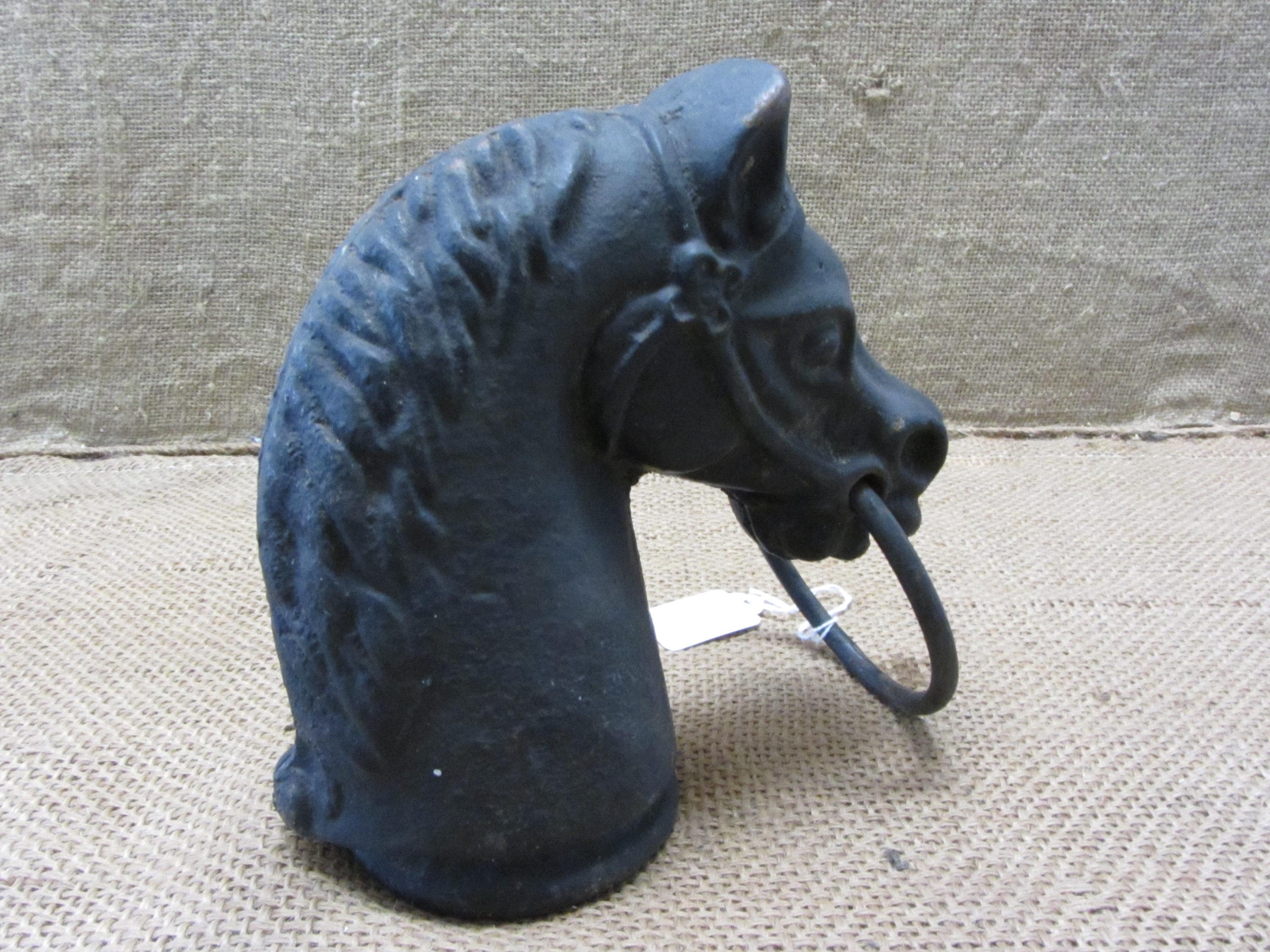 Vintage Cast Iron Horse Head Post Finial > Antique Old Iron Western Gear Horse Garden Decor Saddle Bit Stirrups 11060