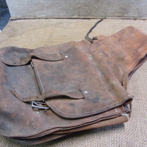 Rare Vintage Leather Saddle Bags - Antique Old Iron Western West Horse-Riding Gear Equipment Calvery 10975