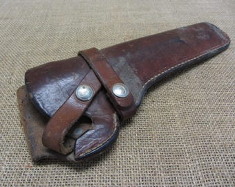 Vintage Hunter Leather & Brass Holster Military &gt; Antique Old Metal Farm Tool Tools Primitive Shabby Primitive Decor 11345