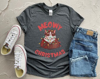 Meowy Christmas Sweater, Cat Christmas Sweater, Funny Christmas Sweater, Ugly Sweater, Christmas Sweater, Holiday Sweater, Christmas Shirt