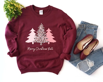 Joyeux Noël Y’all Sweat-shirt, Sweat-shirt de Noël, Pull de Noël, Chemise de Noël pour femmes, Pull de Noël, Pull d’hiver