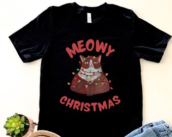 Meowy Christmas Sweater, Cat Christmas Shirt, Funny Christmas Sweater, Ugly Sweater, Christmas Shirt, Holiday Shirt, Christmas Shirt