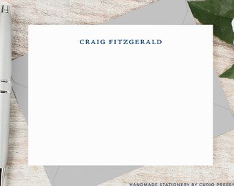 Personalized Notecard Set / Personalized Stationery / Stationary Note Card Set / Simple Elegant Professional Men's Name // SIMPLICITY FLAT