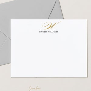  Personalized Traditional Monogram Professional FLAT NOTECARDS  with Envelopes, Custom Formal Stationery - TRADITIONAL MONOGRAM FLAT :  Handmade Products