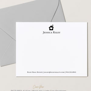 Personalized Notecard Set / Set of Flat Personalized Stationery / Simple Elegant Professional Business House Realtor Name // REALTY FLAT