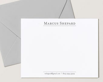 Personalized Stationery Gift for Men, Flat Cards and Envelope, Monogram Note Cards for Men, Corporate Gifts for Men, Business, Prestige Flat