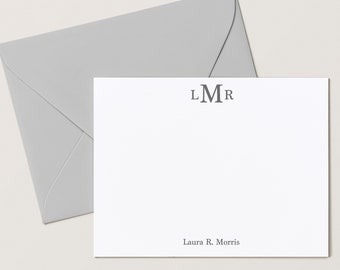 Personalized Monogram Stationery, Men's Monogrammed Notecards, Masculine Initials Stationary Gift, Monogram Flat Card, Traditional Mono Flat