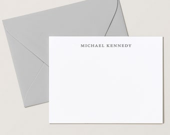 Personalized Professional Name Flat Cards, 4.25 x 5.5 or 5x7 Notecards with Envelopes, Note Cards for Men Business Cards, Simplicity Flat