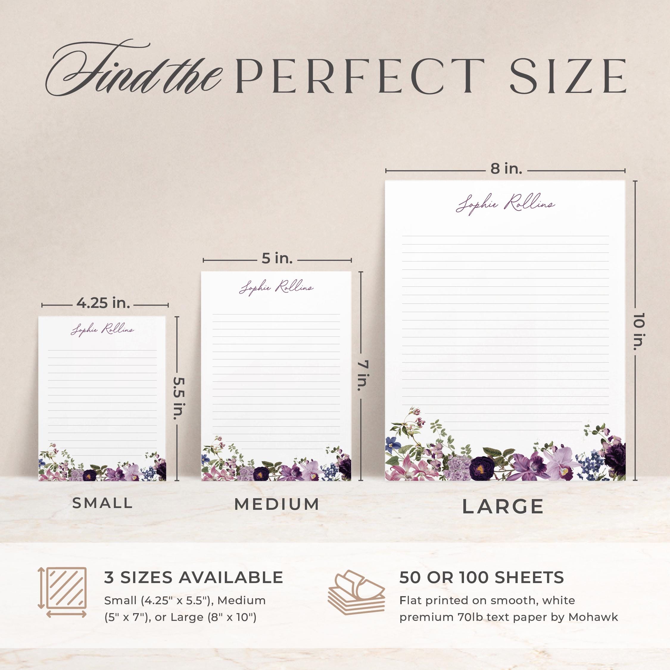 Personalized Purple Orchid Flowers Notepad | Custom Floral Stationery ...