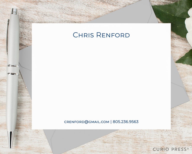 Personalized Notecard Set Set of Flat Personalized Stationery Simple Elegant Professional Classy Stationary Cards ESSENTIALS