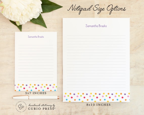 DOTS NOTEPAD Personalized Colorful Stationery/Stationary 5x7 or 8x10 Note Pad DOTS NOTEPAD Personalized Colorful Stationery/Stationary 5x7 or 8x10 Note Pad