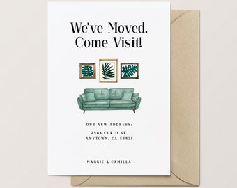 Moving Announcement, New Address Card, Modern Watercolor Couch, New Home, We've Moved Cards /// COMFY COUCH