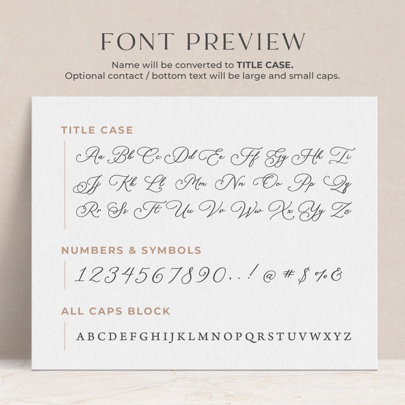 May include: Font preview image showing uppercase and lowercase letters, numbers, and symbols in a handwritten style. The text reads "FONT PREVIEW", "TITLE CASE", "NUMBERS & SYMBOLS", "ALL CAPS BLOCK", and includes the alphabet in both title case and all caps.
