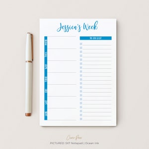 Personalized Planner Notepad, Weekly Planning Pad, Organizational Stationery, To Do 5x7 inch or 8x10 inch, Productivity, Weekly Plan Notepad