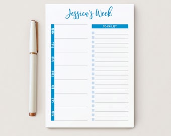 Personalized Planner Notepad, Weekly Planning Pad, Organizational Stationery, To Do 5x7 inch or 8x10 inch, Productivity, Weekly Plan Notepad