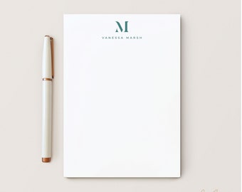 Monogrammed Notepad, Personalized Stationery with Classic Block Monogram, Gift Idea, 5 x 7 or 8 x 10 Notepad with 50 Sheets, Luxe Mono Pad