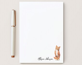 Personalized Pet Note Pad, Gift for Cat Lover, Variety of Breeds Available, Cat Mom, Feline Gifs, 5 x 7 or 8 x 10 size 50 Sheets, Cats Pad