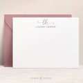 Personalized Monogram Note Cards with and Envelopes | Custom Flat Stationery Gift for Her Girls Women, Personal Monogrammed Initial Cards