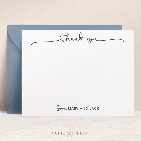 Personalized Thank You Cards with Name, Flat Custom Stationery Notecards for Wedding, Business, Baby Shower Thank You Note