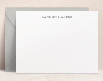 Custom Personalized Stationery Note Cards with Envelopes, Flat Notecard Personalized Stationary Set for Men or Women