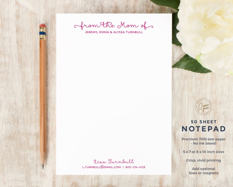 Personalized Notepad CLASSY MOM Stationery / Stationary Etsy