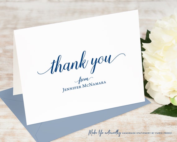 Personalized Folded Notecards / Script Pretty Note Cards / - Etsy
