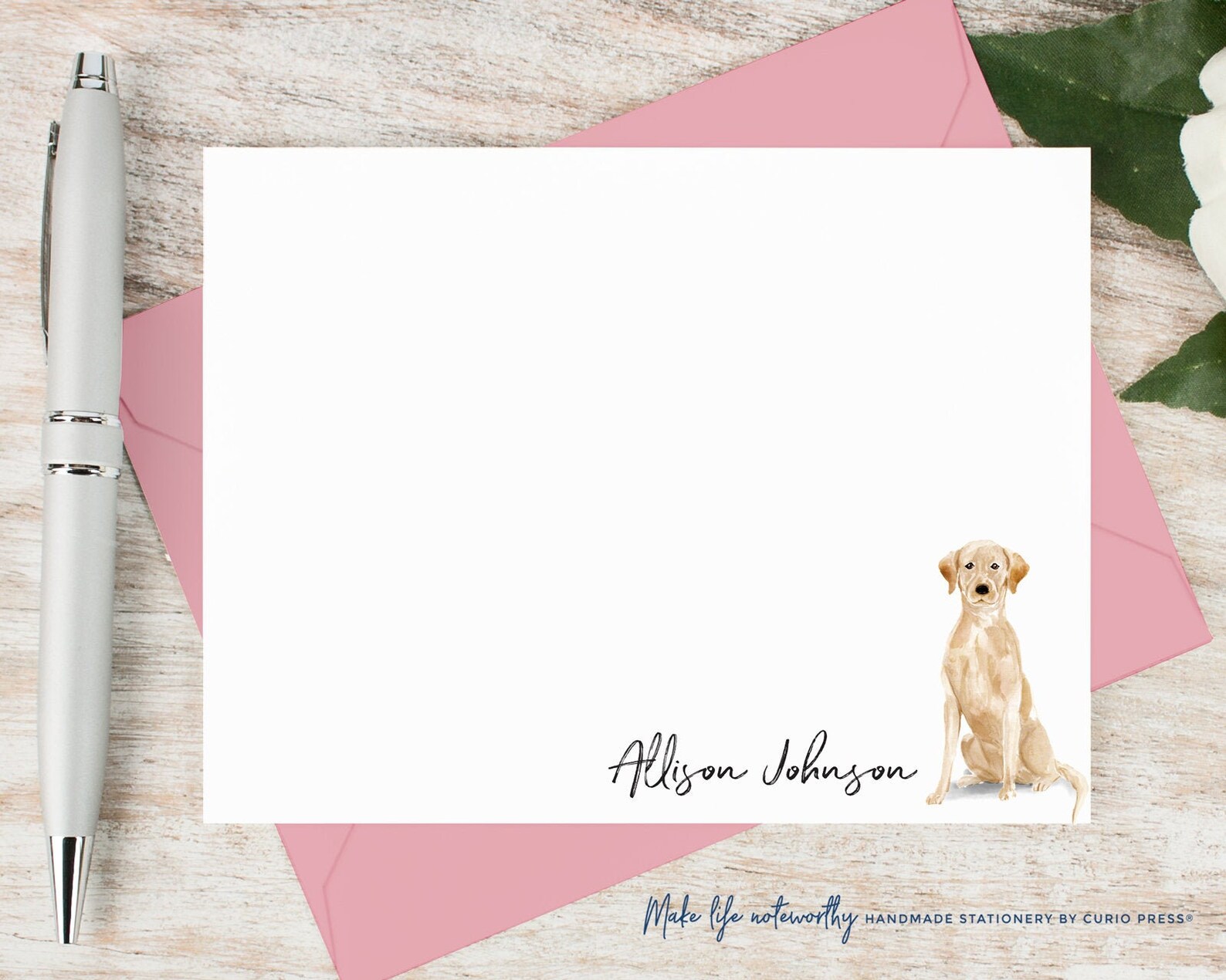 CurioPress Personalized Animal Notecard Set