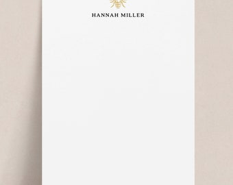 Personalized Gold Bee Notepad | Custom Stationery Note Pad for Women, Bee Lover Gift, Monogram Desk Writing Pad with Name Gift for Her