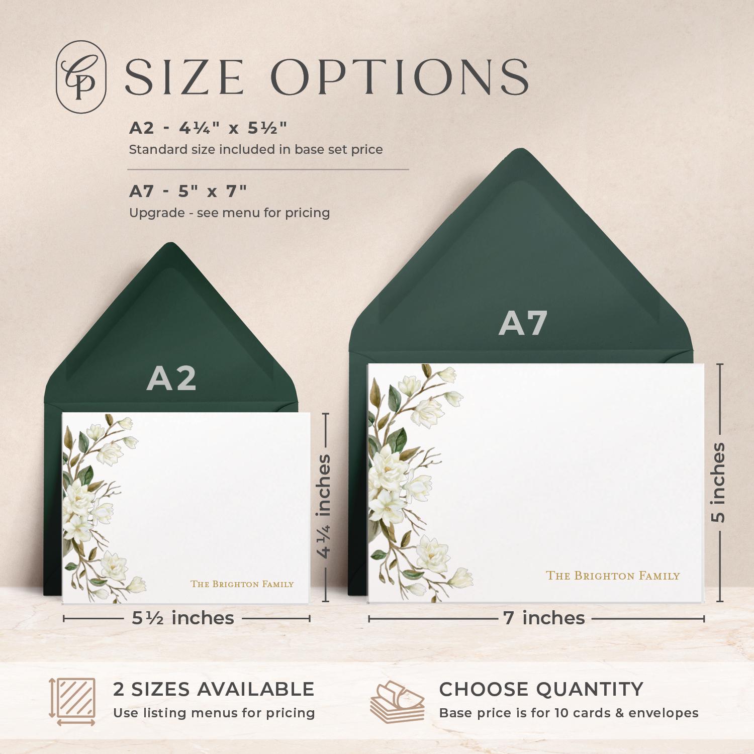 Personalized Magnolia Note Cards With Envelopes | Custom Floral Flat ...