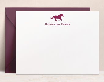 Personalized Horse Note Cards with Envelopes | Custom Equestrian Stationery, Barn Farm Gift, Horse Lover Thank You Notecards