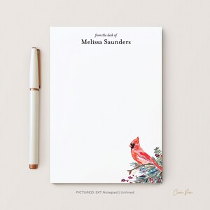 Custom Bird Stationery, Holiday Greeting Set, Sympathy Notes, Handmade Personalized Gift, 5 x 7 or 8 x 10 size 50 Sheets, Cardinal Pad