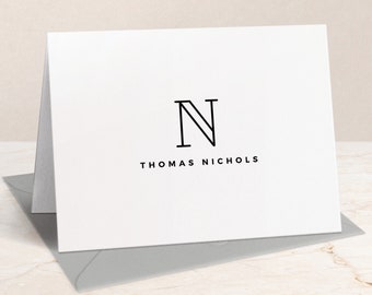 Personalized Monogram Note Cards with Envelopes | Folded Monogrammed Custom Stationery, Small Business Stationary Gift for Him Her Men Women