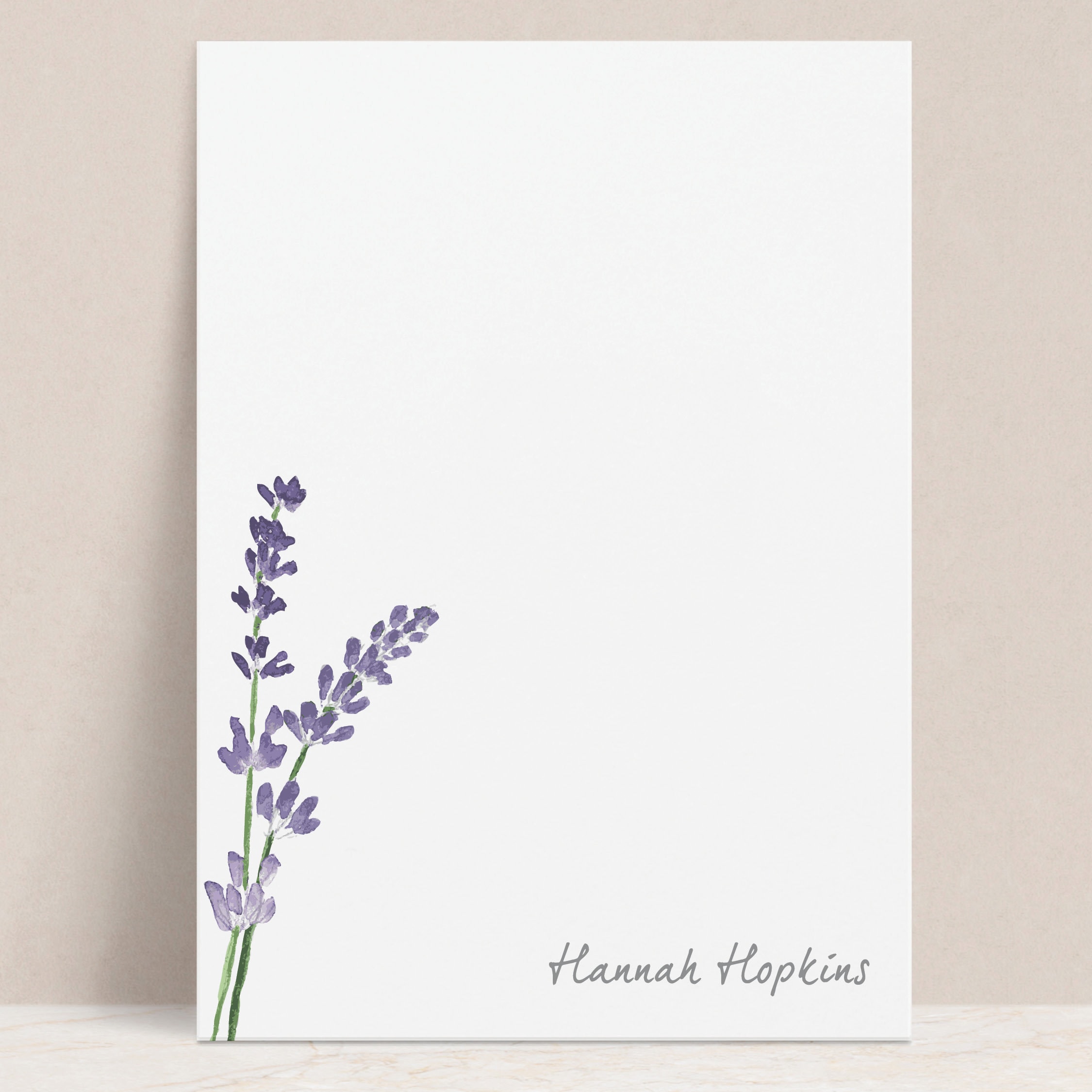Personalized Lavender Notepad | Purple Floral Custom Stationery Pad for ...