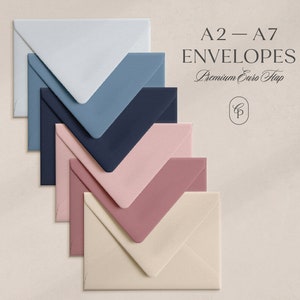 25 Heavyweight Colored Envelopes with Pointed Euro Flap, A2 4 3/8 x 5 3/4 inch or A7 5 1/4 x 7 1/4 inch Size, Choose Color & Quantity image 1