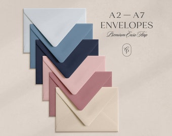 25 Heavyweight Colored Envelopes with Pointed Euro Flap, A2 (4 3/8 x 5 3/4 inch) or A7 (5 1/4 x 7 1/4 inch) Size, Choose Color & Quantity