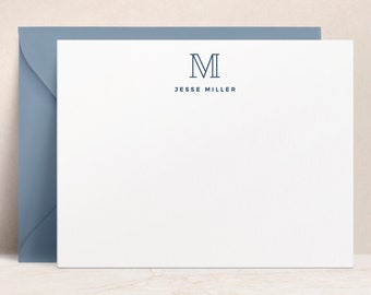 Personalized Monogram Note Cards with Envelopes | Flat Monogrammed Custom Stationery, Small Business Stationary Gift for Him Her Men Women