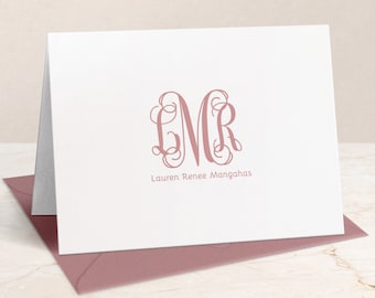 Custom Monogrammed Personalized Stationery, Monogram Initials Stationary, Thank You Note Cards, Calligraphy Womens Notecards, Gift for Her