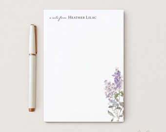 Personalized Notepad, Custom Notepad, Personalized Stationery, Writing Pad, Gift for Her, Purple Flowers, Purple Wildflower, Lilac Pad