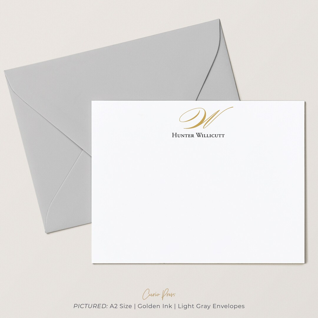 Personalized Formal Stationery Cards With Calligraphy Monogram, Custom