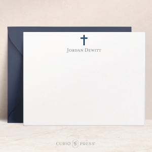 Personalized Cross Note Cards with Envelopes | Custom Christian Stationery for Baptism Sympathy, Stationary Notecards Christian Gift