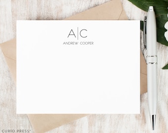 Personalized Note Card Set / Personalized Stationary Cards / Monogram Stationary / Professional Simple Notecards // THIN LINE MONOGRAM