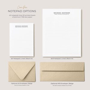 Personalized Professional Stationery Notepad, 5x7 or 8x10 Notepad with 50 Sheets, Custom Notepad with Contact Information, Simplicity Pad image 2