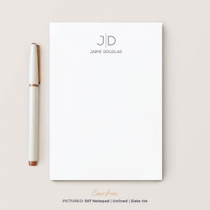 Personalized Notepad, Professional Notepad with Name and Initials, Custom Name and Initials, Office Notepad with Name, Thin Line Mono Pad