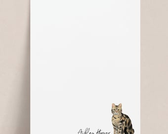 Personalized Cat Notepad, Choose from 21 Breeds, Tabby, Siamese, Ragdoll, Tuxedo, Watercolor Pet Illustration, Gift for Cat Mom