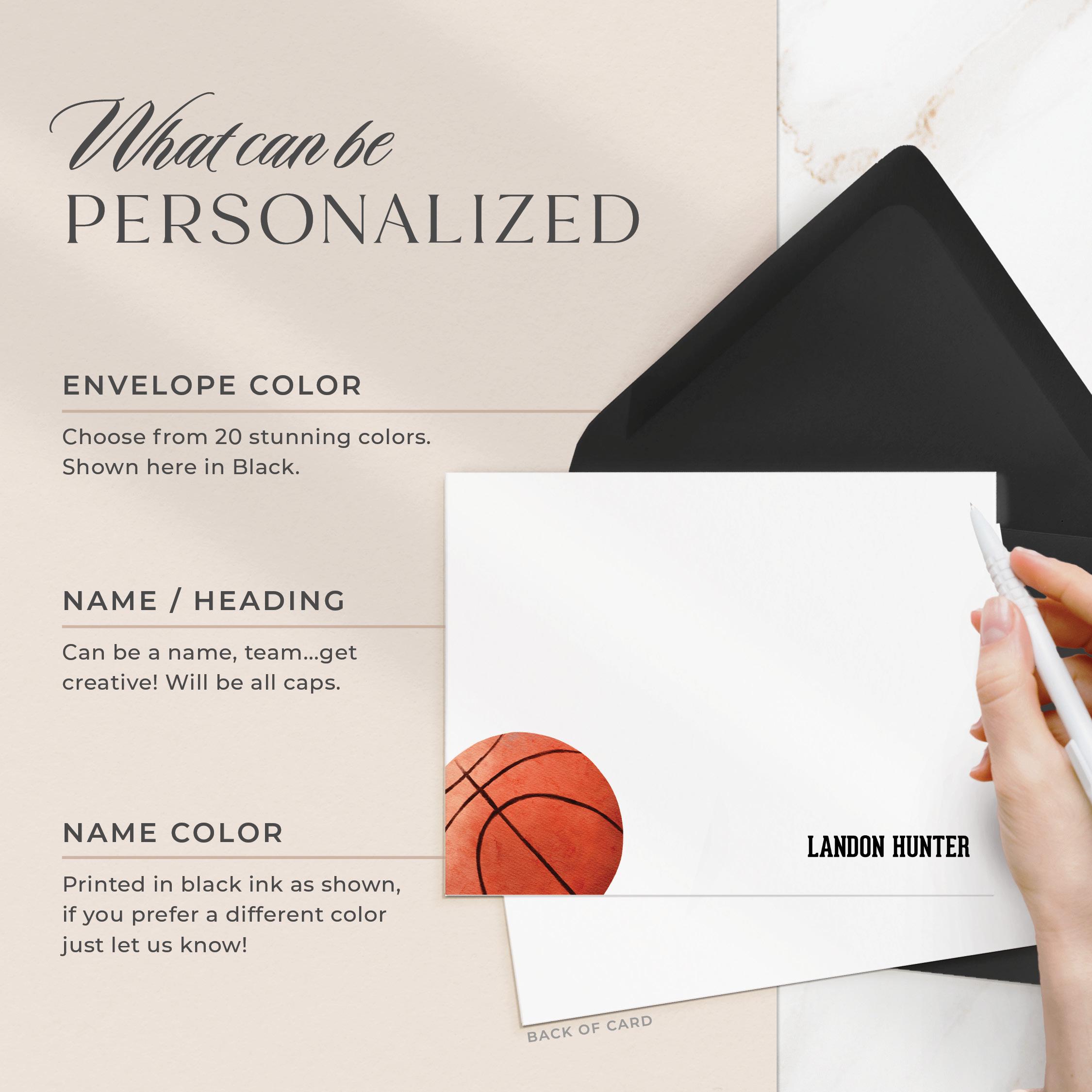 Personalized Basketball Note Cards With Envelopes | Custom Sports ...