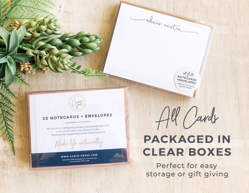 Personalized Stationery Set Script Pretty Classic Thank You Notes for Family Stationary Notecards HANDLETTER GRATITUDE FOLDED