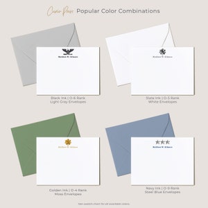 Personalized Military Officer Stationery Set with Rank, Personalized Flat Card Stationary, Professional Ranking Gift, Military Officer Flat image 5