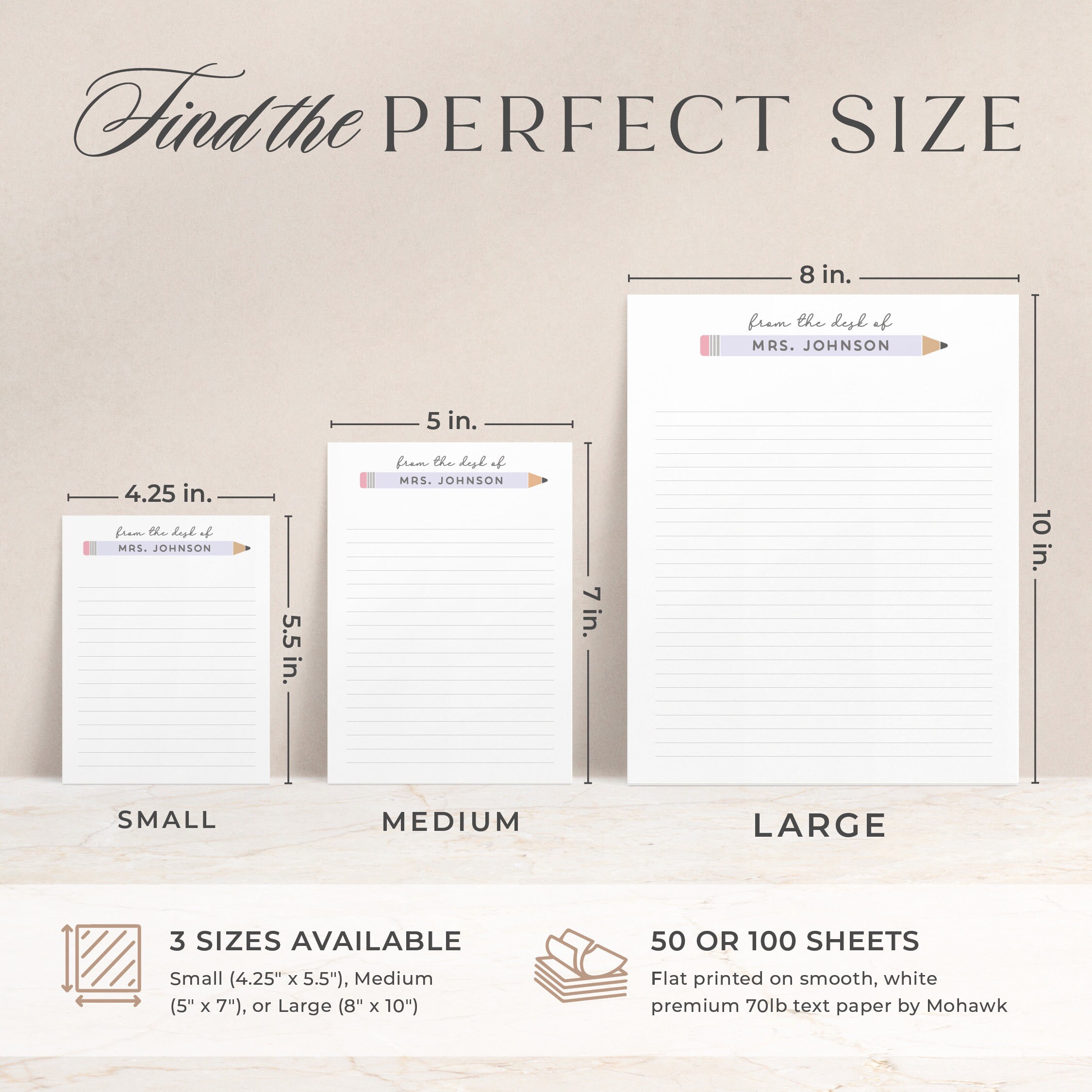 Personalized Teacher Notepad With Pencil | From the Desk of Custom ...