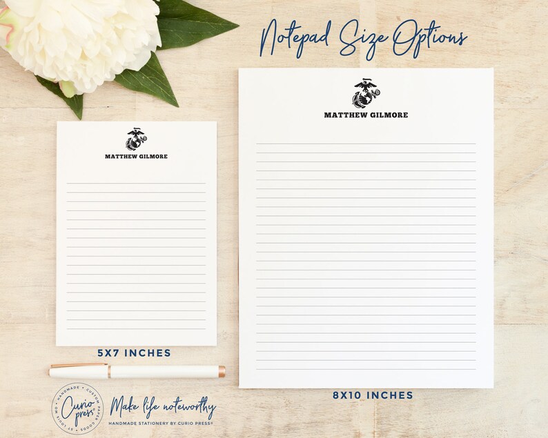 Personalized Notepad MARINES Stationery / Stationary 5x7 | Etsy