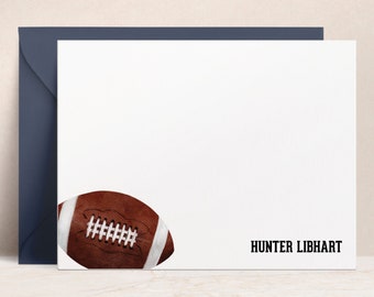 Personalized Football Note Cards with Envelopes | Custom Sports Stationery for Kids Players Coaches, Football Gift for Boys